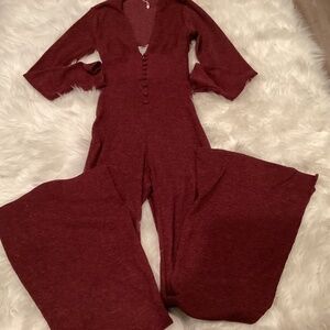 Private Label Jumpsuit, Size Large, Color Burgundy
